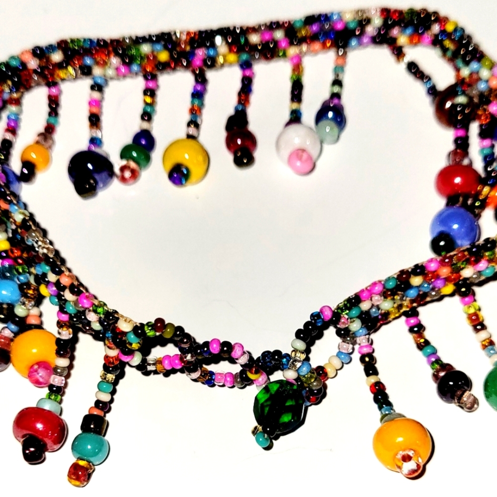 New Anklet Bracelet, Hand Beaded by Artisan in Guatemala, Multicolor